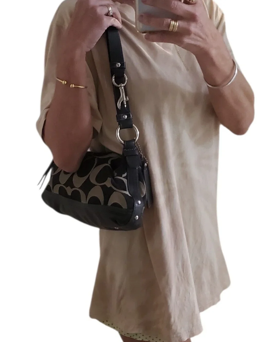 Coach Soho Vintage Monogram Leather & Canvas Shoulder Crossbody Bag